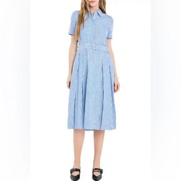 English Factory Striped Belted Midi Dress Size XS - Picture 1 of 9